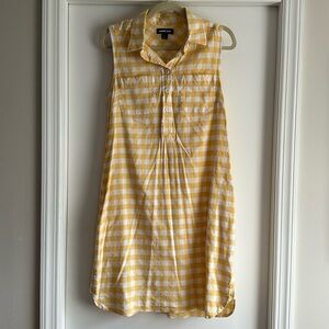 Lands End yellow gingham linen dress